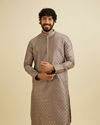 Battleship Grey Kurta Set with Patra Work